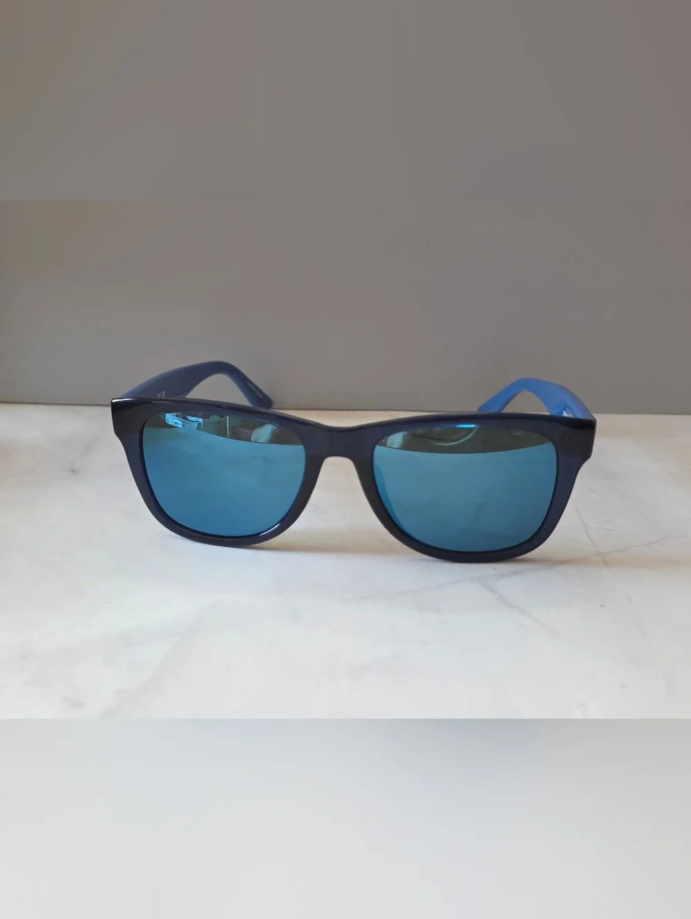 Lacoste L734S Blue Mirror Sunglasses Navy Blue Sport Frame